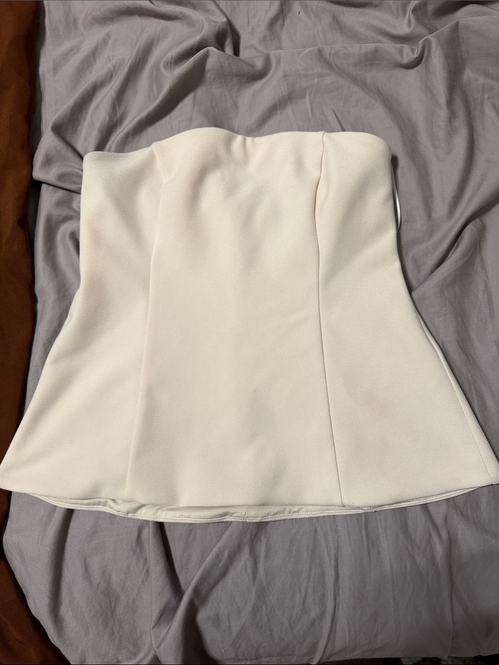 White Strapless top